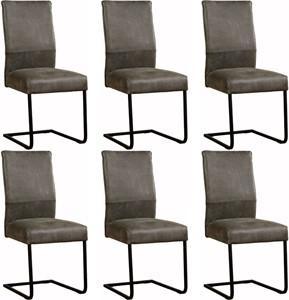 Set van 6 Leren eetkamerstoelen Remix sledepoot vierkant - Echt leer, Industrieel, Comfortabel en kies uit meer dan 150+ kleuren - Ontdek de Vele Leersoorten en Kleuren bij ShopX