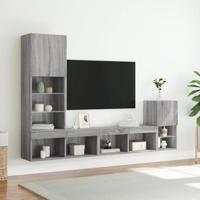 4-delige Tv-wandmeubelset met LED bewerkt hout grijs sonoma - thumbnail