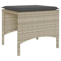 Tuinbank 2-zits tafel en voetenbanken poly rattan lichtgrijs - thumbnail