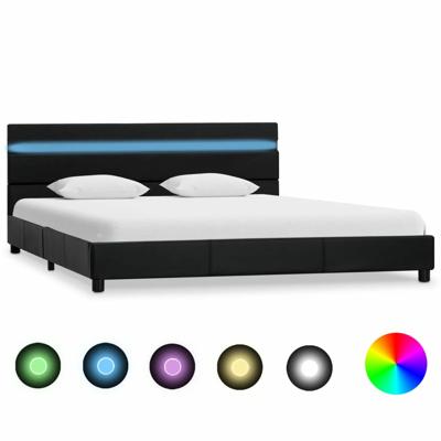 vidaXL Bedframe met LED kunstleer zwart 120x200 cm