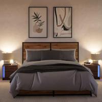 Nachtkastjes met LED 2 st bewerkt hout bruin eikenkleur - thumbnail