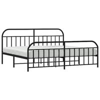 Bedframe met hoofd- en voeteneinde metaal zwart 193x203 cm - thumbnail