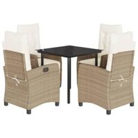 5-delige Tuinset met kussens poly rattan beige - thumbnail