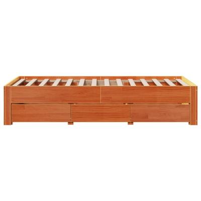 Bedframe zonder matras met lades grenenhout wasbruin 75x190 cm