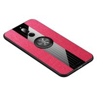 Voor Huawei Maimang 6 XINLI stiksels doek Textue schokbestendig TPU beschermhoes met ring houder (rood) - thumbnail