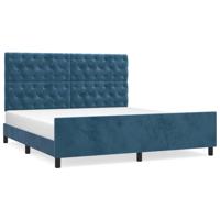 Bedframe zonder matras 160x200 cm fluweel donkerblauw - thumbnail