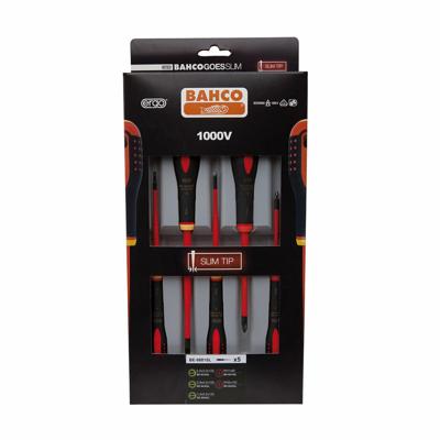 Bahco Schroevendraaierset ERGO™ | geïsoleerd | VDE | driecomponentengreep | smal blad | gleuf | Phillips - 5-delig - BE-9881SL