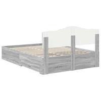 Bedframe met hoofdeinde Grijs Sonoma 140 x 190 cm Bewerkt hout - thumbnail