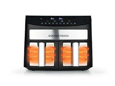 GourmetMaxx Heißluft-Fritteuse Zweikammer 7l Airfryer 2400 W Zwart/RVS