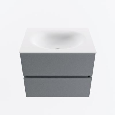 MONDIAZ VICA 60cm badmeubel onderkast Plata 2 lades. Wastafel MOON midden zonder kraangat, kleur Talc.