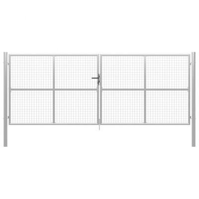 Poort 415x200 cm gegalvaniseerd staal zilverkleurig