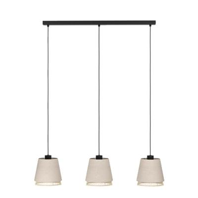 Eglo 3-lichts hanglampTabley linnen met rotan - 43976
