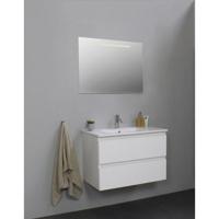 On-Line Badkamermeubelset - 80 cm - Voorgemonteerd - Porseleinen Wastafel - 1 Kraangat - Spiegel met LED-Verlichting - Hoogglans Wit - thumbnail