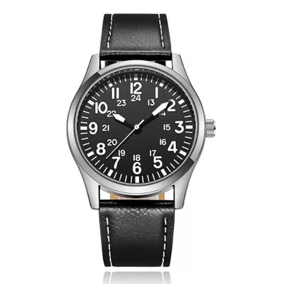 Elegant zilverkleurig herenhorloge met zwarte lederen band Elegant zilverkleurig herenhorloge met zwarte lederen band