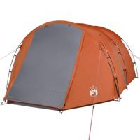 Tunneltent 4-persoons waterdicht grijs en oranje - thumbnail