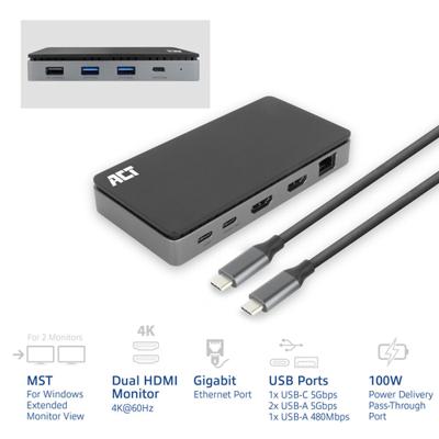 ACT AC7093 USB-C 4K HDMI MST docking - thumbnail