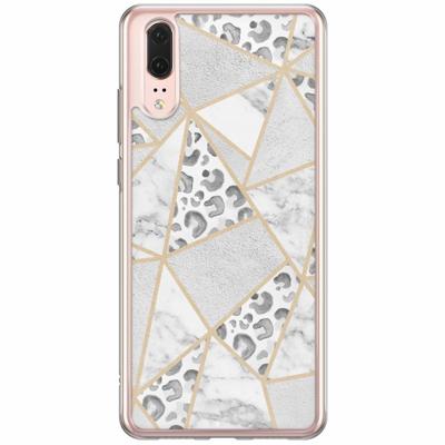 Huawei P20 siliconen hoesje - Stone & leopard print Huawei P20 siliconen hoesje - Stone & leopard print