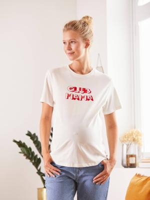 Zwangerschaps- en borstvoedingsshirt met tekst wit Zwangerschaps- en borstvoedingsshirt met tekst wit