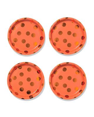 HEMA Bordjes ⌀23cm papier oranje stippen - 4 stuks (oranje)