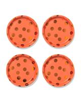 HEMA Bordjes ⌀23cm papier oranje stippen - 4 stuks (oranje) - thumbnail