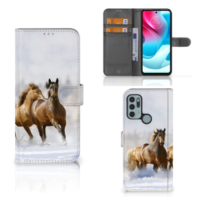 Motorola Moto G60s | Telefoonhoesje | Met pasjeshouder | Paarden