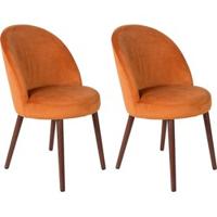 Dutchbone Eetkamerstoel 'Barbara' Velvet, kleur Oranje - thumbnail