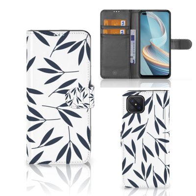 OPPO Reno4 Z Hoesje Leaves Blue OPPO Reno4 Z Hoesje Leaves Blue