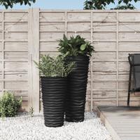 VidaXL Plantenbak met uitneembare bak geribbeld 8/22 l pp antraciet - thumbnail