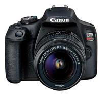 Canon EOS Rebel T7 DSLR Camera|2 Lens Kit met EF18-55mm + EF 75-300mm lens, zwart - thumbnail