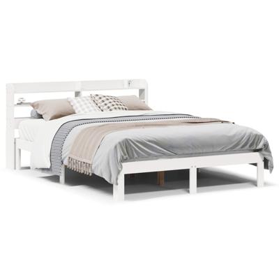Bedframe met hoofdeinde zonder matras 160x200 cm wit