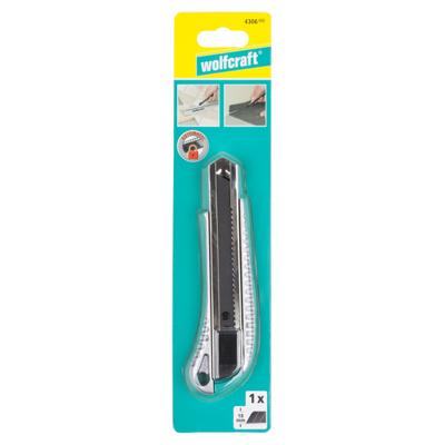 Wolfcraft Metalen afbreekmes | 18mm | Met zwart blad | 'Profi-Sharp' | 1 stuk - 4306000 Wolfcraft Metalen afbreekmes | 18mm | Met zwart blad | 'Profi-Sharp' | 1 stuk - 4306000