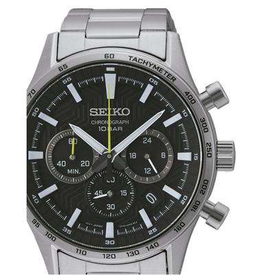 Seiko SSB413P1 Zwart Zilverkleurig Heren horloge