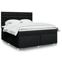 Boxspring met matras stof zwart 180x200 cm - thumbnail