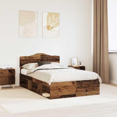 Bedframe met hoofdeinde Oudhout 135 x 190 cm Massief grenenhout