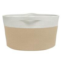 Opbergmand 40x25 cm katoen beige en wit - thumbnail