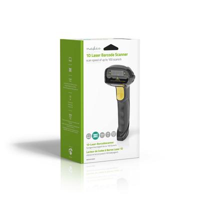 Nedis Barcodescanner | Laser | Bedraad | 1D Lineair | USB 2.0 | 1 stuks - BSCN1D100BK BSCN1D100BK - thumbnail
