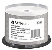 Verbatim 43734 DVD-R disc 4.7 GB 50 stuk(s) Spindel Bedrukbaar - thumbnail