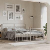 Bedframe met hoofd- en voeteneinde metaal wit 183x213 cm - thumbnail