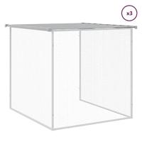 Kippenhok met dak 403x98x90 cm gegalvaniseerd staal lichtgrijs - thumbnail