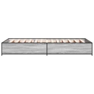 Bedframe bewerkt hout en metaal grijs sonoma eiken 100x200 cm