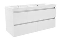 Wiesbaden Vision wastafel dubbel met 2 kraangaten 120x46x5,5 cm kunstmarmer glans wit - thumbnail