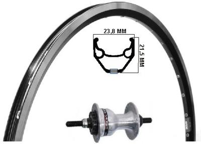 Kgs voorwiel 28 inch (622) zac2000 zwart/zilver rollerbrake vaste as