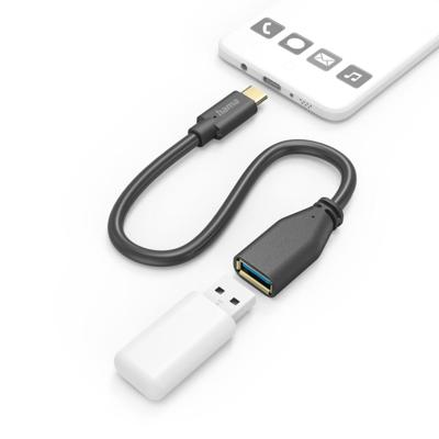 Hama usb-adapterkabel otg usb-c-stekker - usb-a-aansluiting 15 cm zwart Hama usb-adapterkabel otg usb-c-stekker - usb-a-aansluiting 15 cm zwart