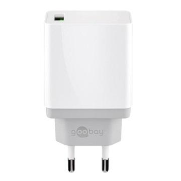 Goobay USB-A adapter - USB-A oplader - CEE 7/16 - USB-A adapter - 1 poorts - Quick Charge 3.0 - 3000mA - 18W - wit
