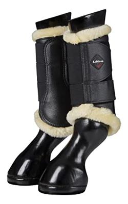 LeMieux Fleece Beenbeschermers zwart/bruin maat:m LeMieux Fleece Beenbeschermers zwart/bruin maat:m
