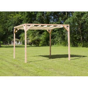 Vrijstaande pergola hout 2.9x5 meter met gebroken wit kleurig harmonicadoek Vrijstaande pergola hout 2.9x5 meter met gebroken wit kleurig harmonicadoek