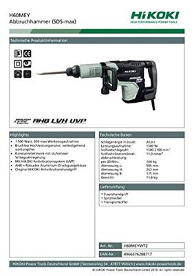 HiKOKI hak-/breekhamer - H60MEYWTZ - SDS Max - 26.5J - 1500W - in koffer
