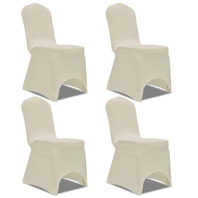 VidaXL Stoelhoes stretch 4 stuks crèmekleurig VidaXL Stoelhoes stretch 4 stuks crèmekleurig