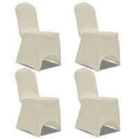 VidaXL Stoelhoes stretch 4 stuks crèmekleurig - thumbnail