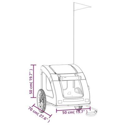 Hondenfietstrailer oxford stof en ijzer grijs - thumbnail